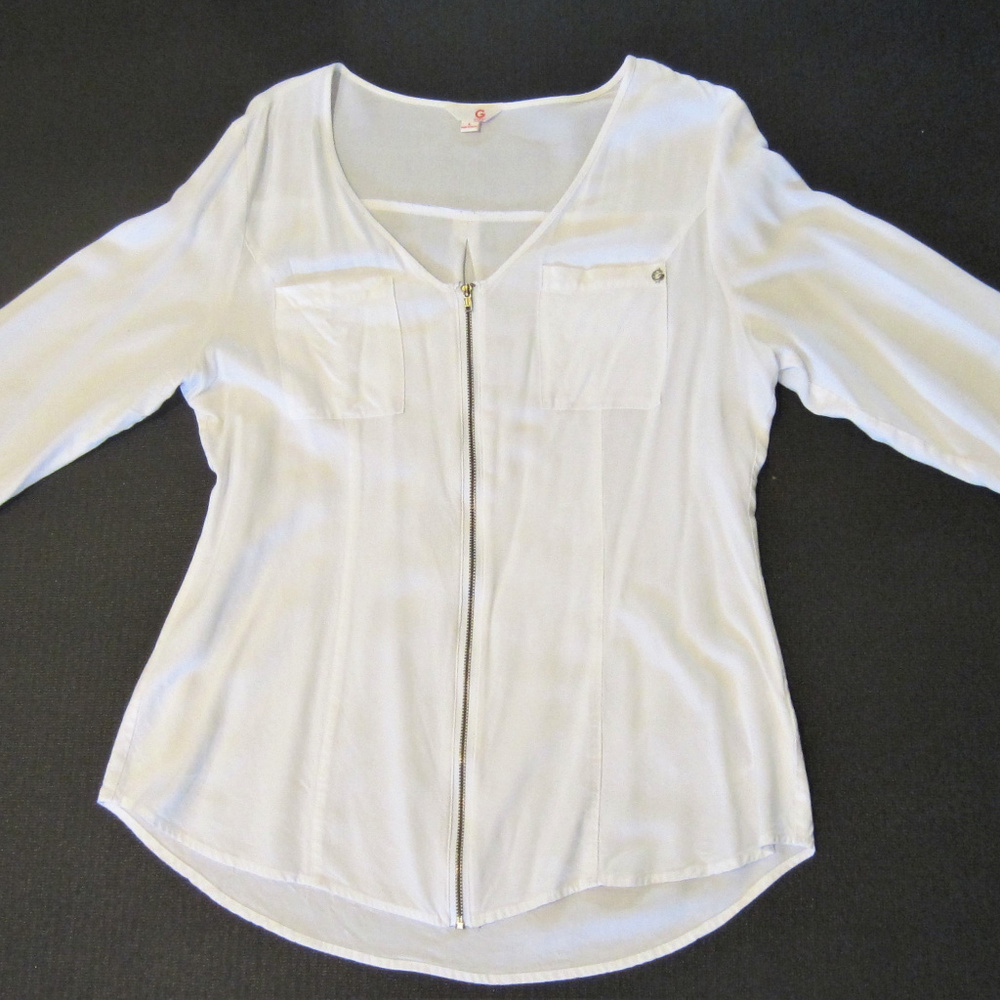 White Guess Cardigan Blouse